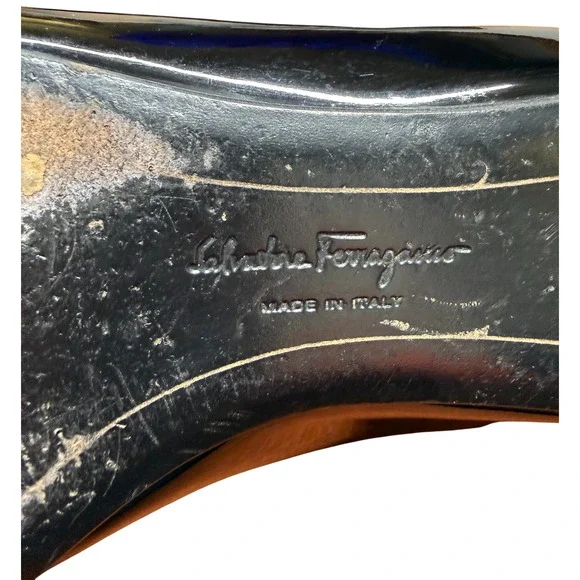 SALVATORE FERRAGAMO Varina Women Size 6B Black Leather Patent Ballet Flats Italy - Picture 15 of 15